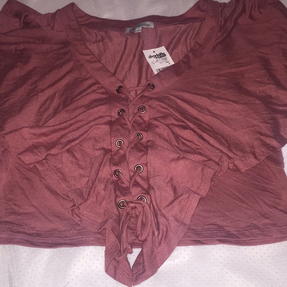 Blush colored Tie down crop top size L - Picture 5 of 8